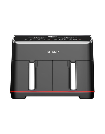 sharp-air-fryer-dual-cook-1800-watt-8-liter-electronic-touch-screen-glass-panel-stainless-kf-df80rt-ek2-front